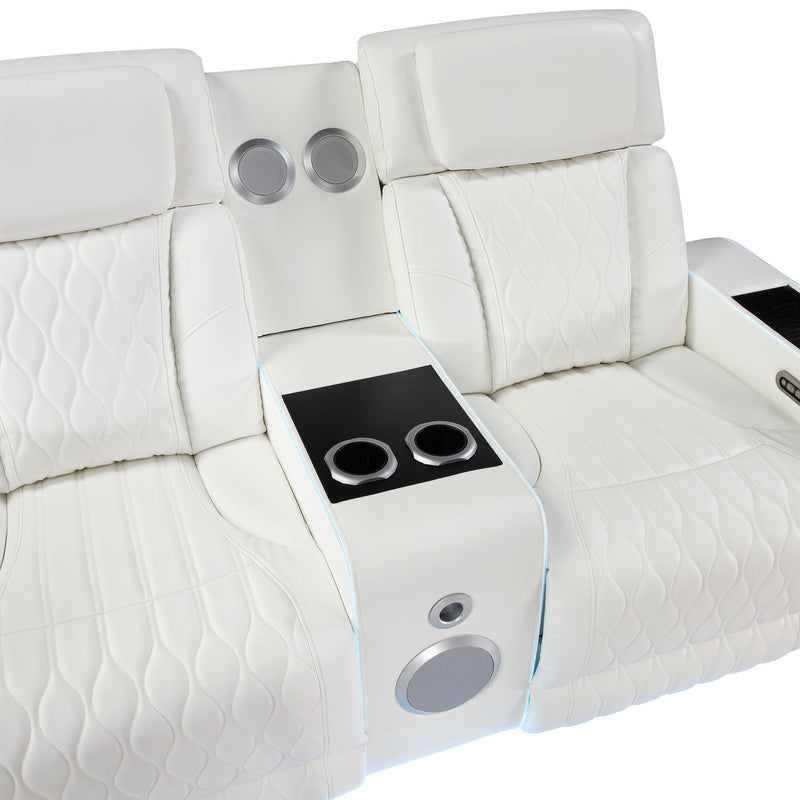 Electra - Power Reclining Loveseat With Power Headrests, Console, Speakers, Massage, LED Lighting And USB Control