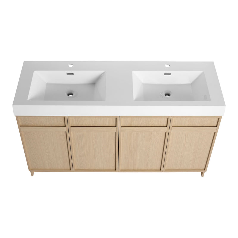 Freestanding Bathroom Vanity With Resin Sink & Soft Close Cabinet Doors