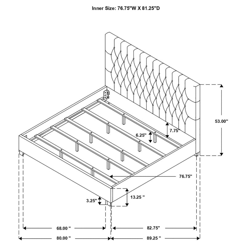 Copper - Eastern King Panel Bed With Tufted Design - Oatmeal