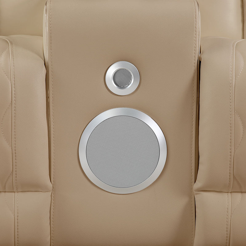Electra - Power Reclining Loveseat With Power Headrests, Console, Speakers, Massage, LED Lighting And USB Control