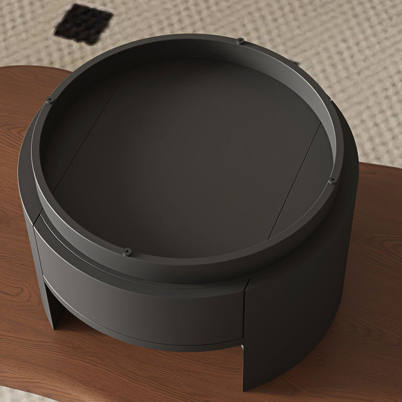 Cloud Coffee Table With 2 Drawers & Multi Layer Storage - Dark Walnut / Matt Black