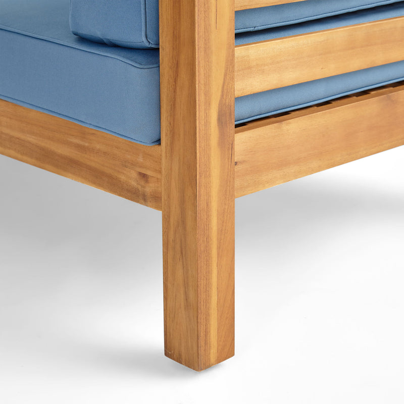 Outdoor Acacia Wood Patio Chair With Fabric Cushion