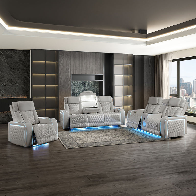 Electra - Power Reclining Set With Power Headrests, Massage And LED Lighting