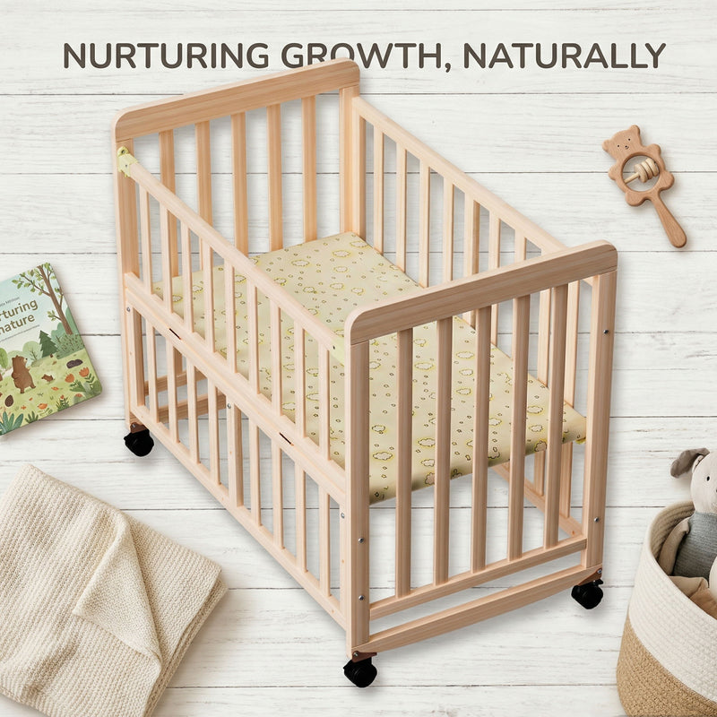 Portable Bedside Bassinet With 3 Heights, Mini Crib For Newborns - Natural Wood