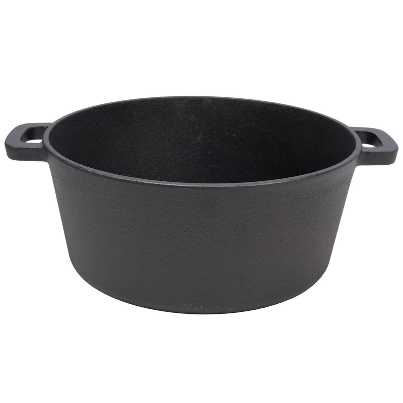 2 In 1 Pre-Seasoned Cast I Dutch Oven With Dual Handles, 5 Quart - Black