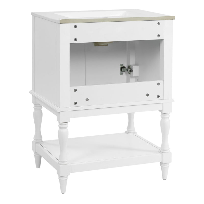 Modern Bathroom Vanity With Sink, Rectangular Cabinet With Open Shelf And Closed Storage