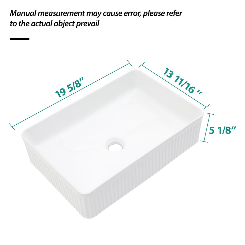Modern Ceramic Rectangular Vessel Bathroom Sink