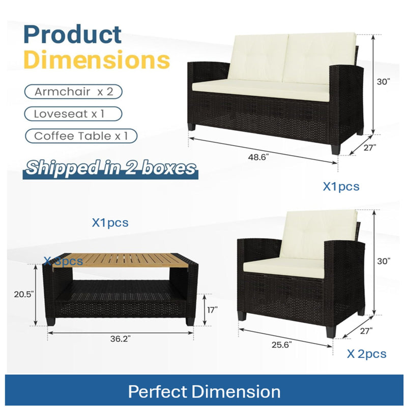 Modern All-Weather Patio Set With Cushions And Table
