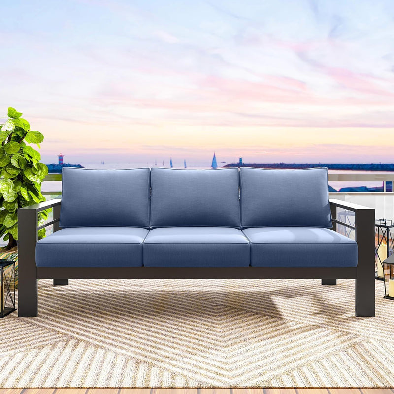 All-Weather Patio Sofa With Cushions, 3 Seat Outdoor Couch