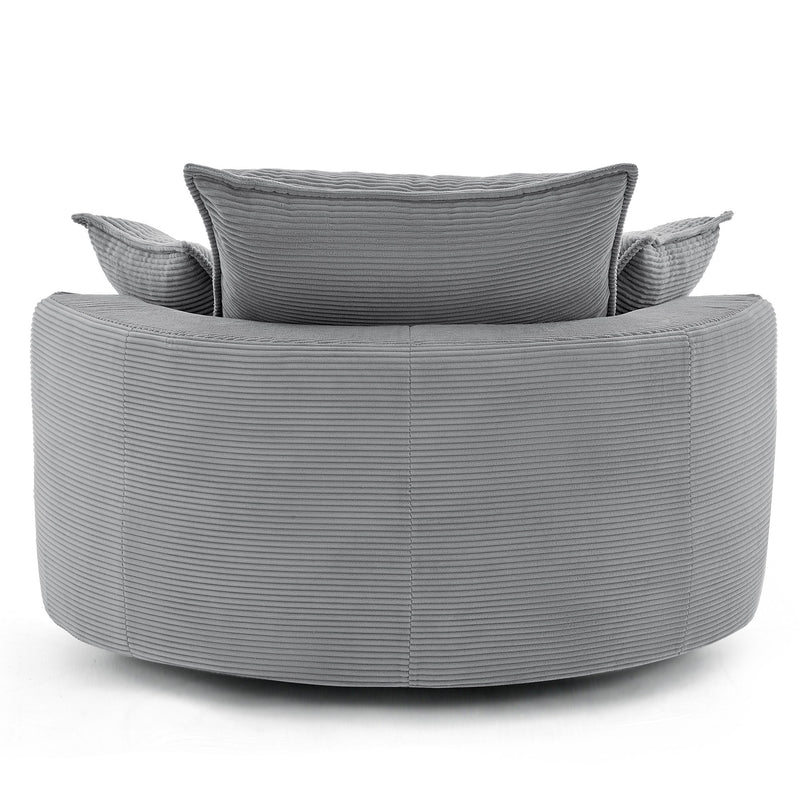 360° Swivel Accent Barrel Chair With Dual Layer Cushion And 3 Removable Pillows