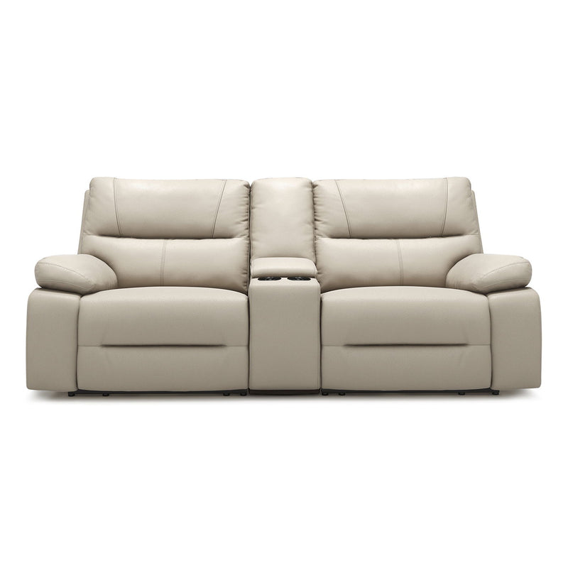 Malibu - Modern Power Motion 3 Piece Reclining Loveseat Sofa With Cup Holders - Cream Taupe Beige