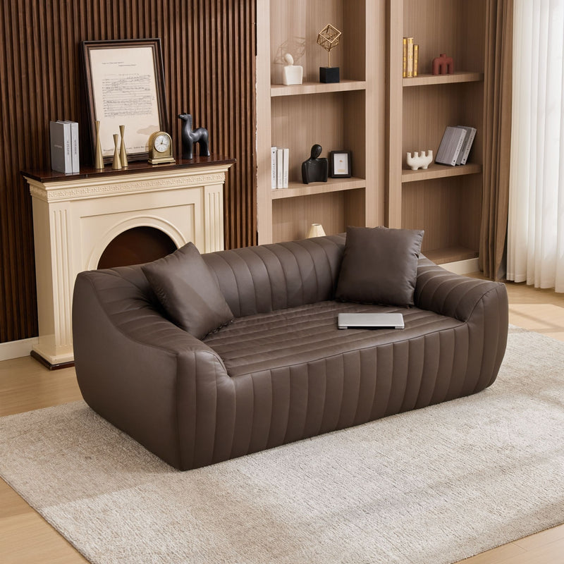 Oversized 2 Seater Loveseat With 2 Decor Throw Pillows, Deep Seat Sofa For Living Rooms
