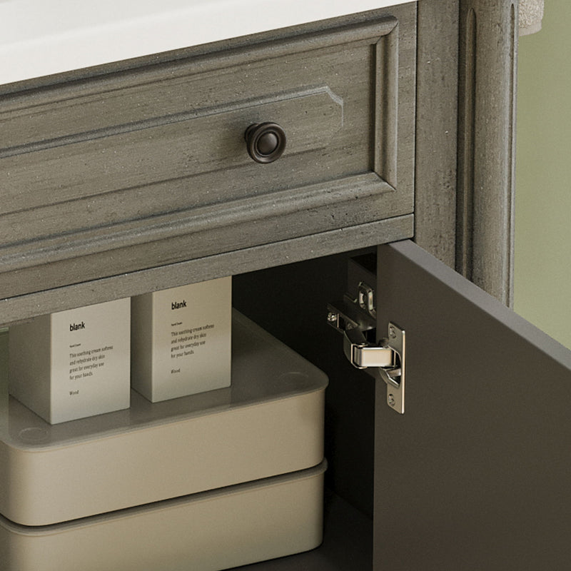 Vintage Bathroom Vanity With Sink, Rustic Cabinet With Soft Close Doors