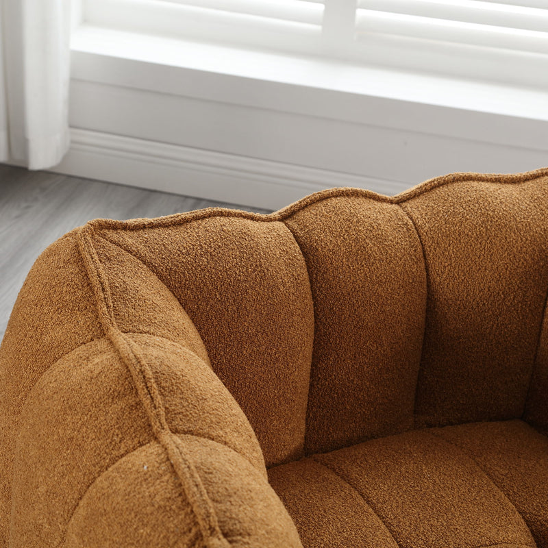 Soft Bean Bag Chair With High Resilient Foam (Chips) - Khaki / Yellow