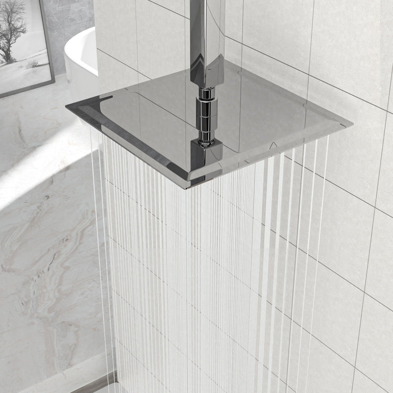 10" Square Rainfall Shower Head, Wall / Ceiling Mounted, Stainless Steel - Chrome