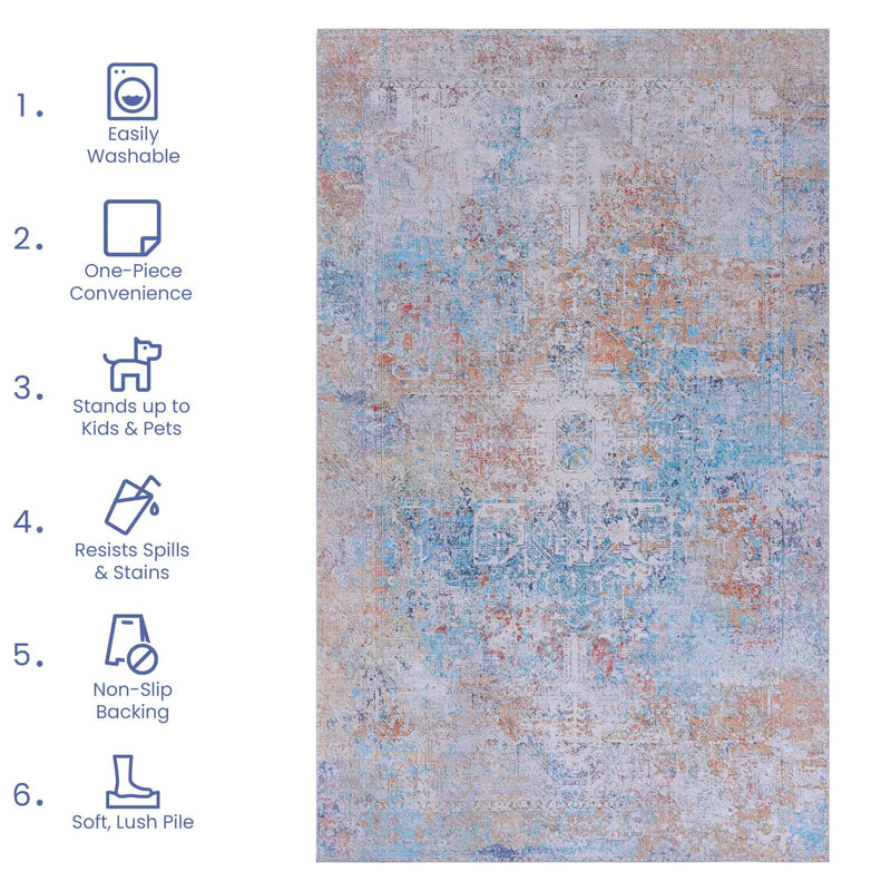 Maval - 6' X 9' Washable Area Rug - Yellow