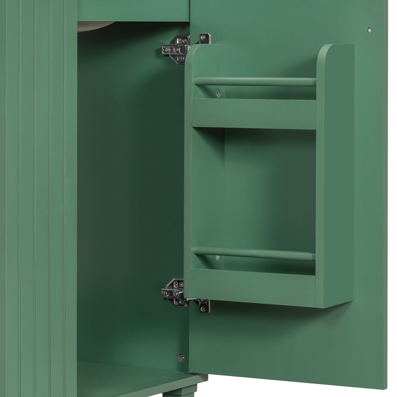 Classic Retro Bathroom Vanity With Sink, Door Shelf, Side Open Storage Frame