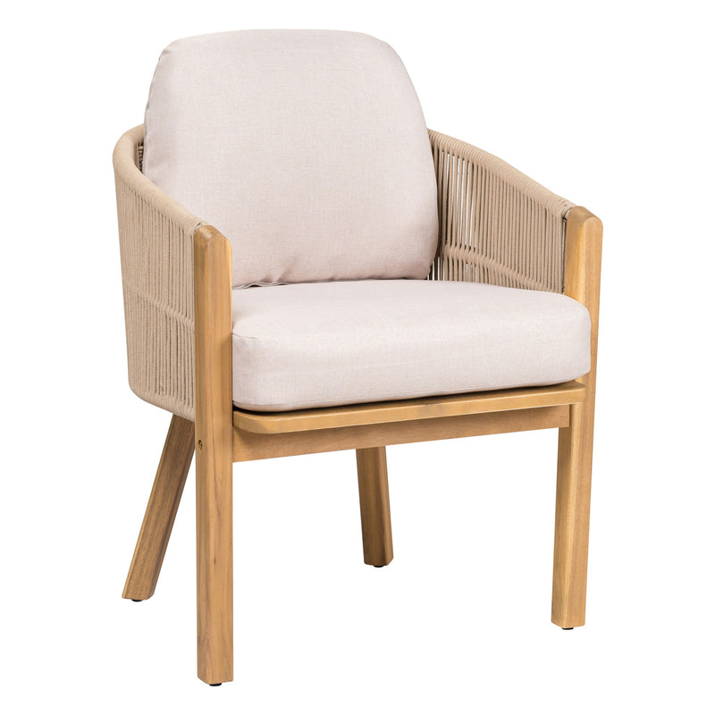 Grotta - Outdoor Dining Arm Chair (Set of 2) - Teak / Beige