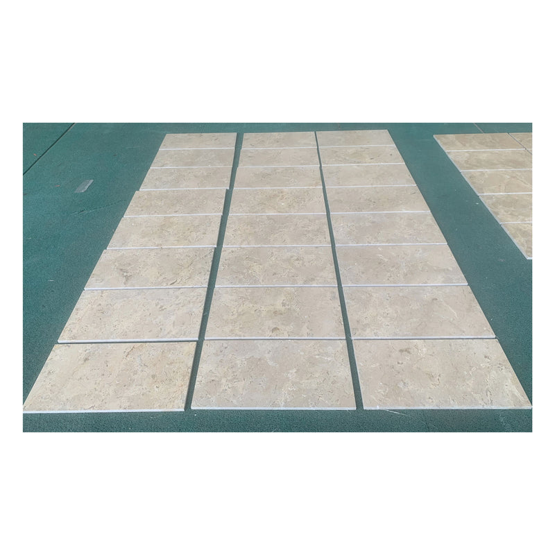 Marble Tile For Floor And Wall Honed 12 X 24" Stone (Set of 4) - Beige / Gold