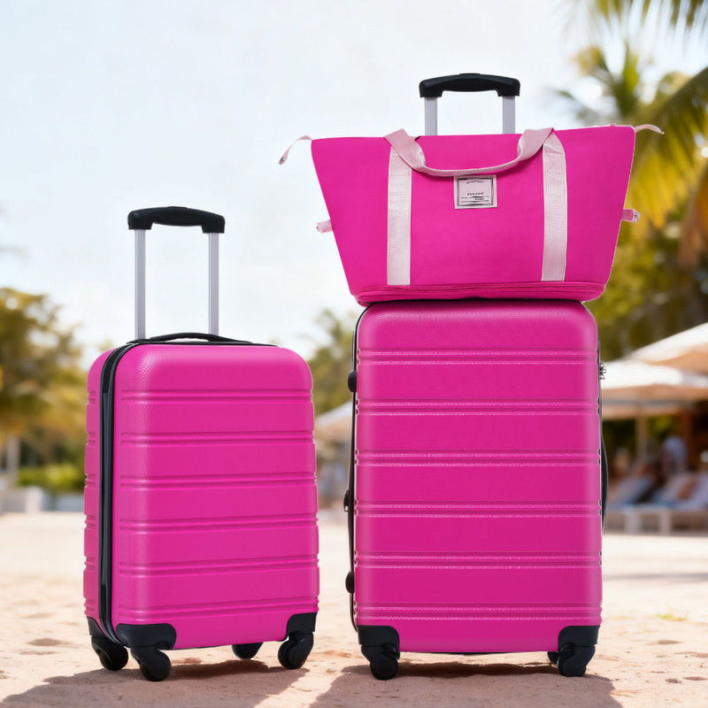 Hardshell Luggage Sets 2 Pieces + Bag Spinner Suitcase With Tsa Lock Lightweight - Pink