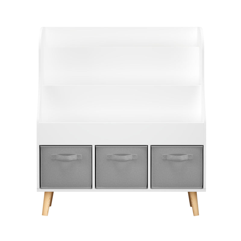Bookshelf With 3 Bins, Storage Shelf For Toys And Books