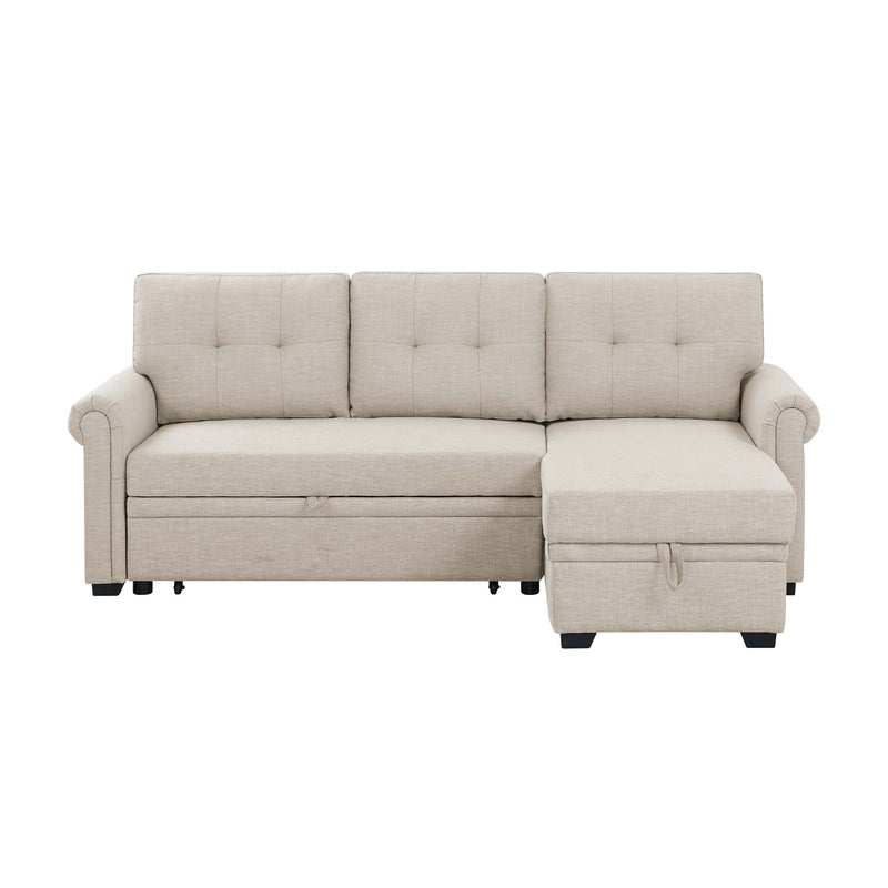 Upholstered Sleeper Sofa With Reversible Storage Chaise