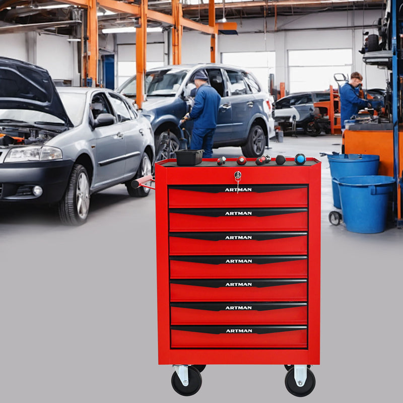Rolling Metal Tool Chest With Drawers, Steel Storage Cabinet With Ball Bearing Slides