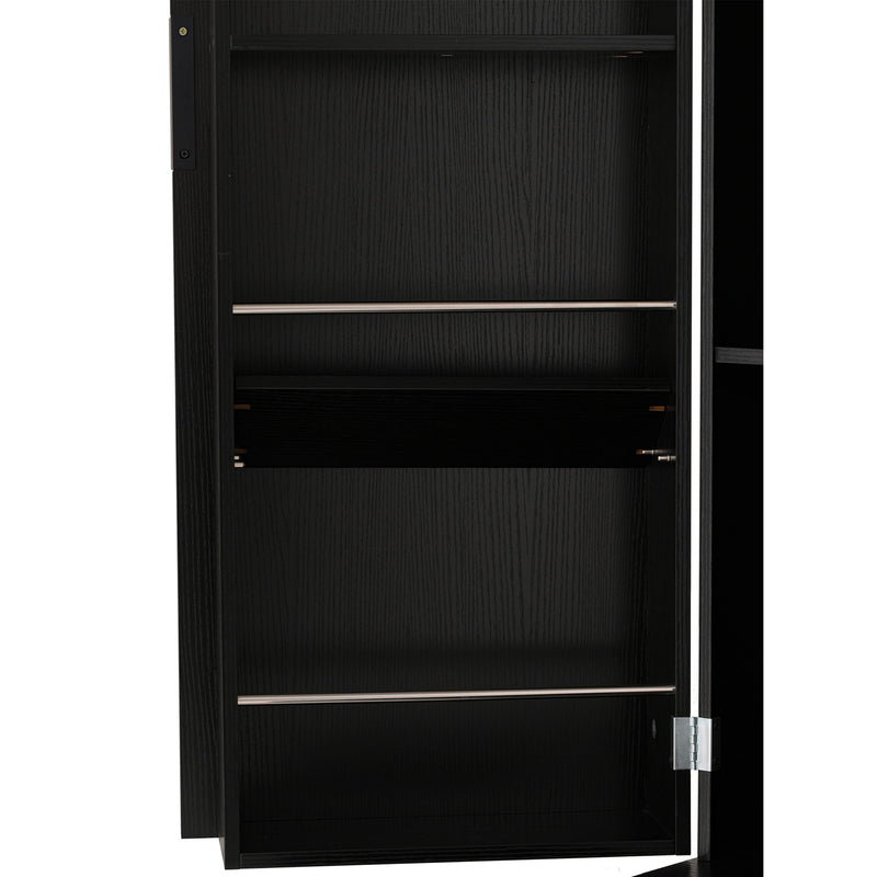 Fluted Kitchen Pantry Cabinet With 2 Large Drawers & 8 Door Spice Rack Freestanding Storage Organizer - Black