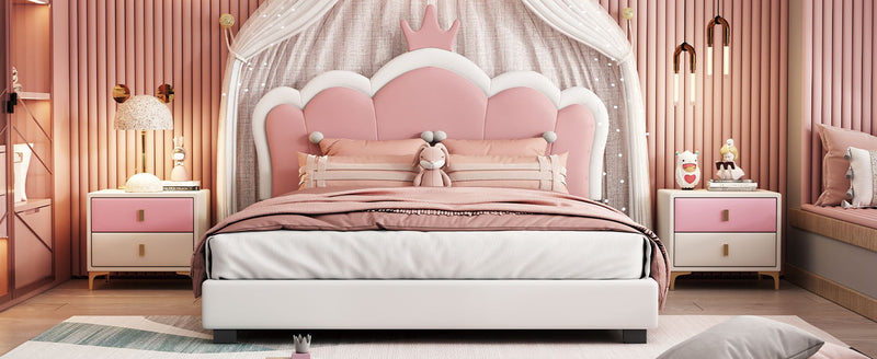 Upholstered Princess Platform Bed With Crown Headboard