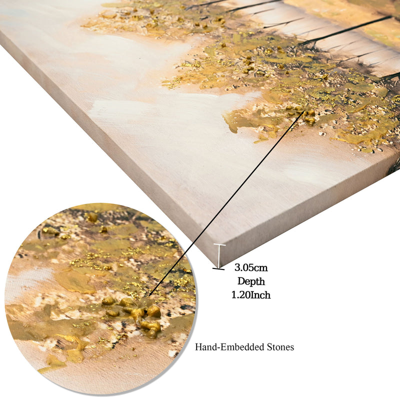 Wall Art Decor Canvas Print Autumn Embellishments Plant Forest Abstract Tree - Tan Leaves