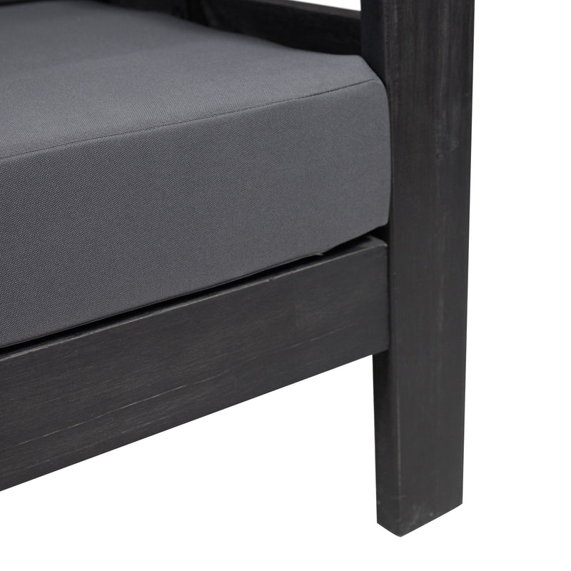 Acacia Wood Loveseat And Coffee Table Set With Cushions