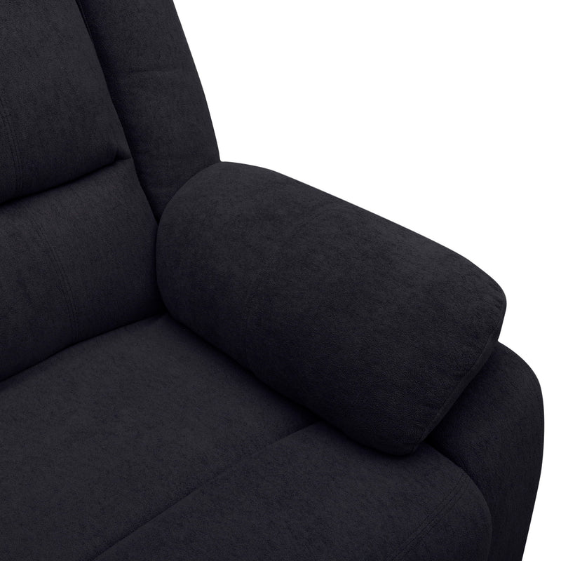 3 Seat Manual Reclining Sofa With Deep Recline - Black