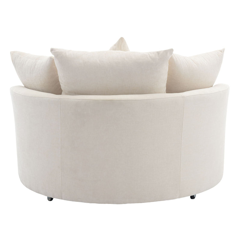 360° Swivel Accent Barrel Chair With Storage Ottoman & 4 Pillows, Modern Leisure Chair Round Accent For Living Room