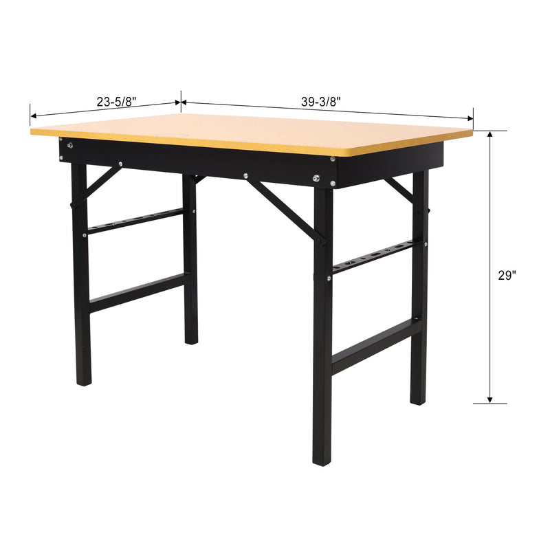 Portable Folding Work Table With Measuring Tape And Angle Finder Steel - Black