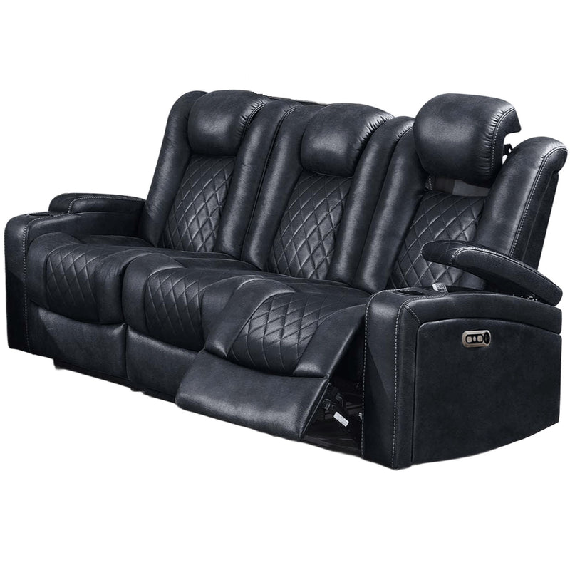 Power Reclining Sofa With Adjustable Headrest - Inky Blue