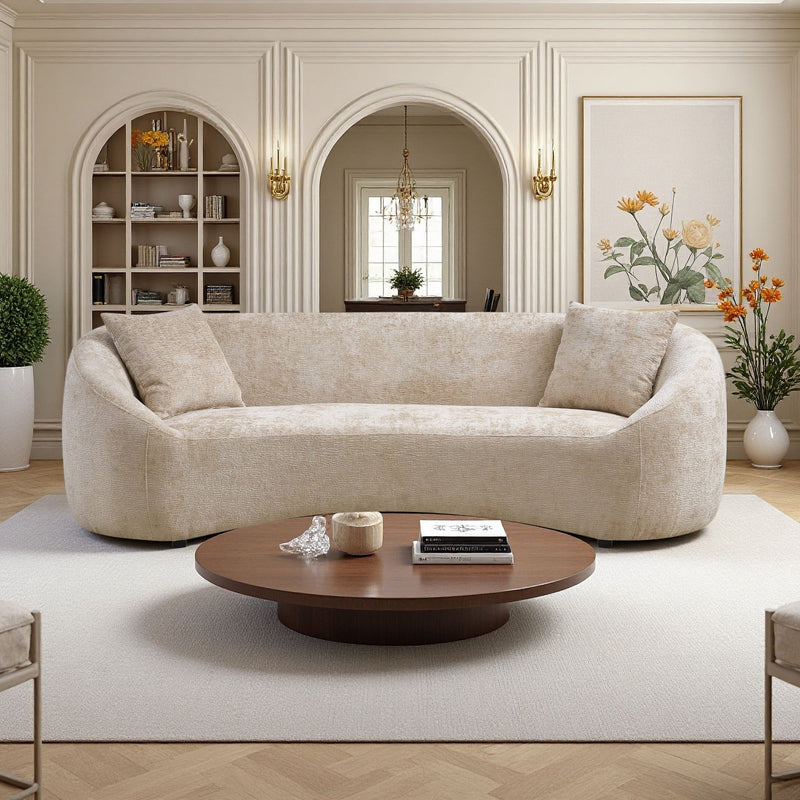 Curved 3 Seater Sofa, Long Living Room Couch