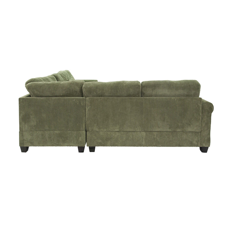 L - Sectional Sofa Set With Corner Wedge And Ottoman, 4 Piece Living Room Furniture - Sage