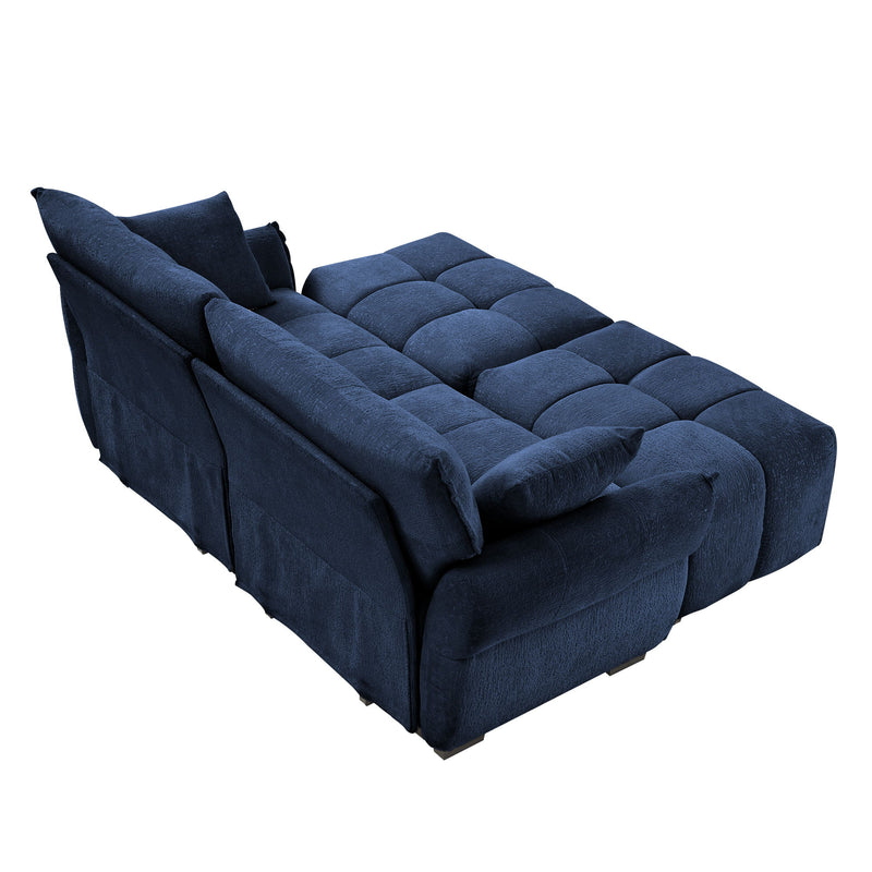 Sofa Set With Ottoman And Pillows, Textured, High Resilience Cushions