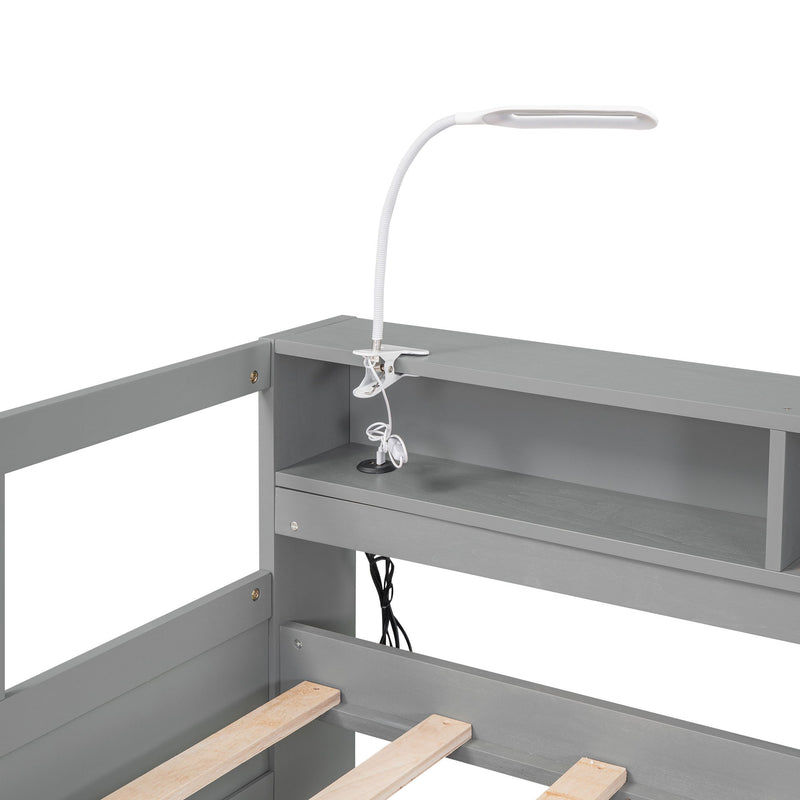 Daybed With 2 Trundles, 3 Storage Cubbies, Built In USB Charging Light
