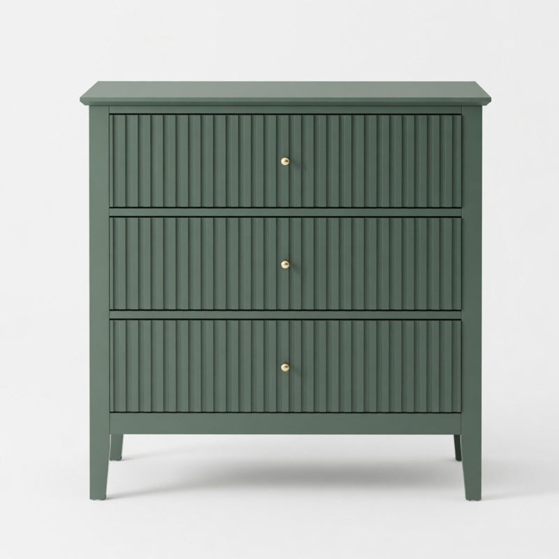 Fluted 3 Drawer Nightstand With Soft Close Slides