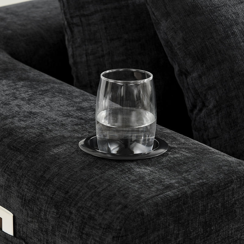 L - Shaped Sectional Sofa With Cup Holders & Side Pockets