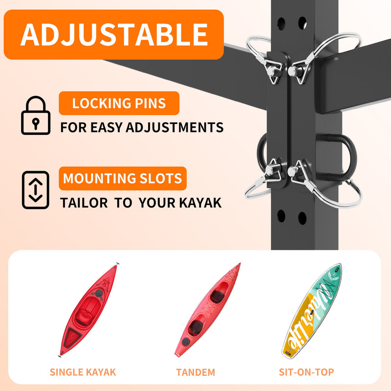 Freestanding Kayak Storage Rack With Lockable Wheels For Kayak, Canoe, Sup & Surfboard