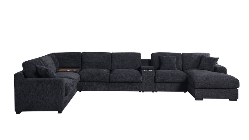 Celine - Fabric Corner Sectional Sofa With Right-Facing Chaise, Cupholders, And Charging Ports