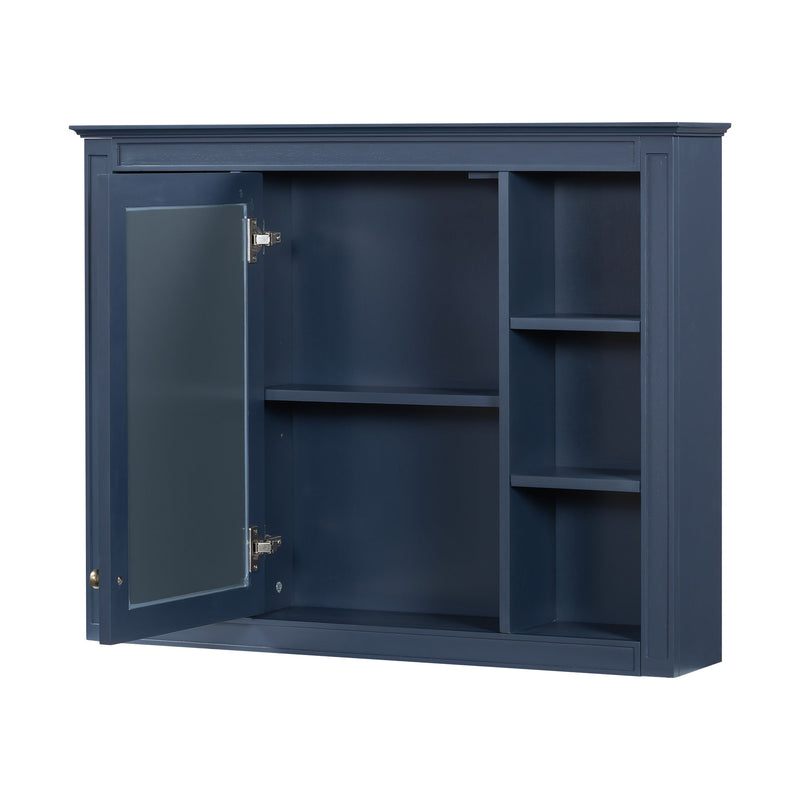 Bathroom Vanity With Mirror Cabinet, Single Sink With 2 Soft Closing Doors And 4 Drawers