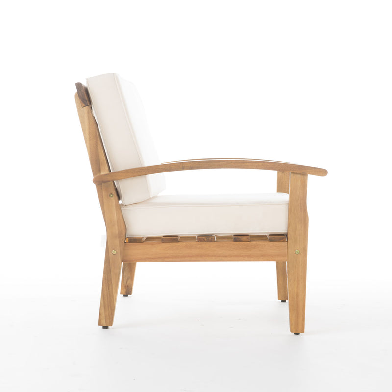 Outdoor Club Chair With Cushion And Acacia Wood Frame - Teak