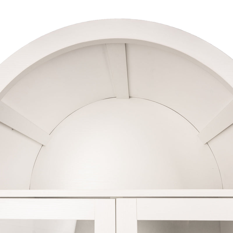 Arched Kitchen Pantry Cabinet With Adjustable Shelves & Barn Door Design