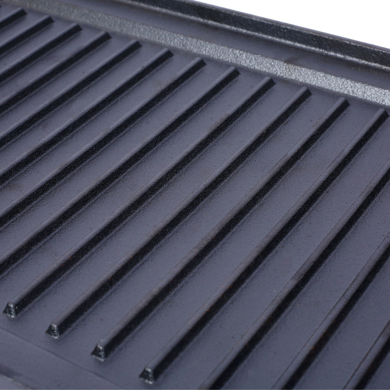 Pre Seasoned Cast Iron Reversible Rectangular Grill / Griddle - Black