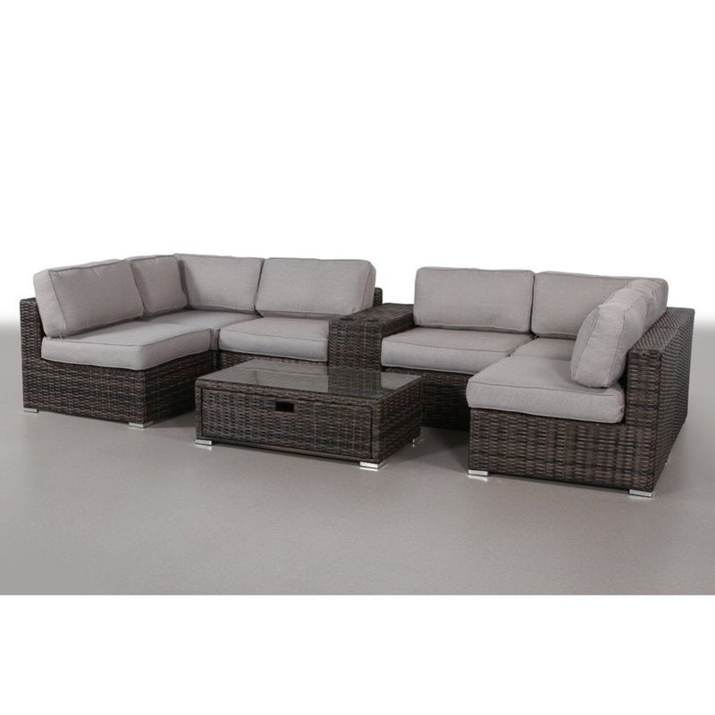 Elegant 4 Person Wicker Patio Seating Set With Cushions And Glass Top Table
