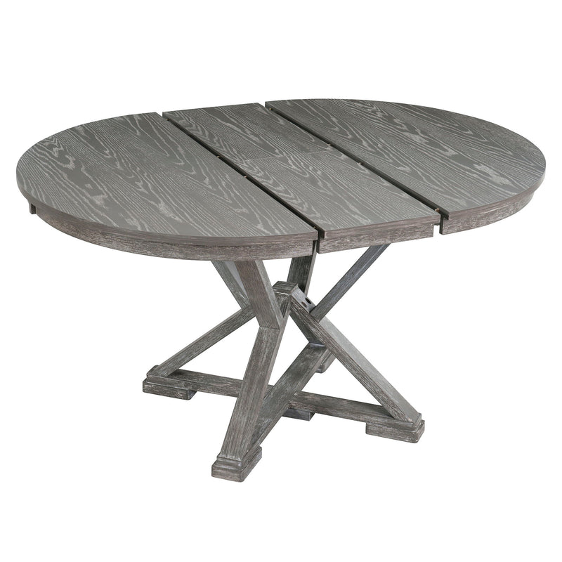 Dining Set With Extendable Round Table And 4 Upholstered Chairs