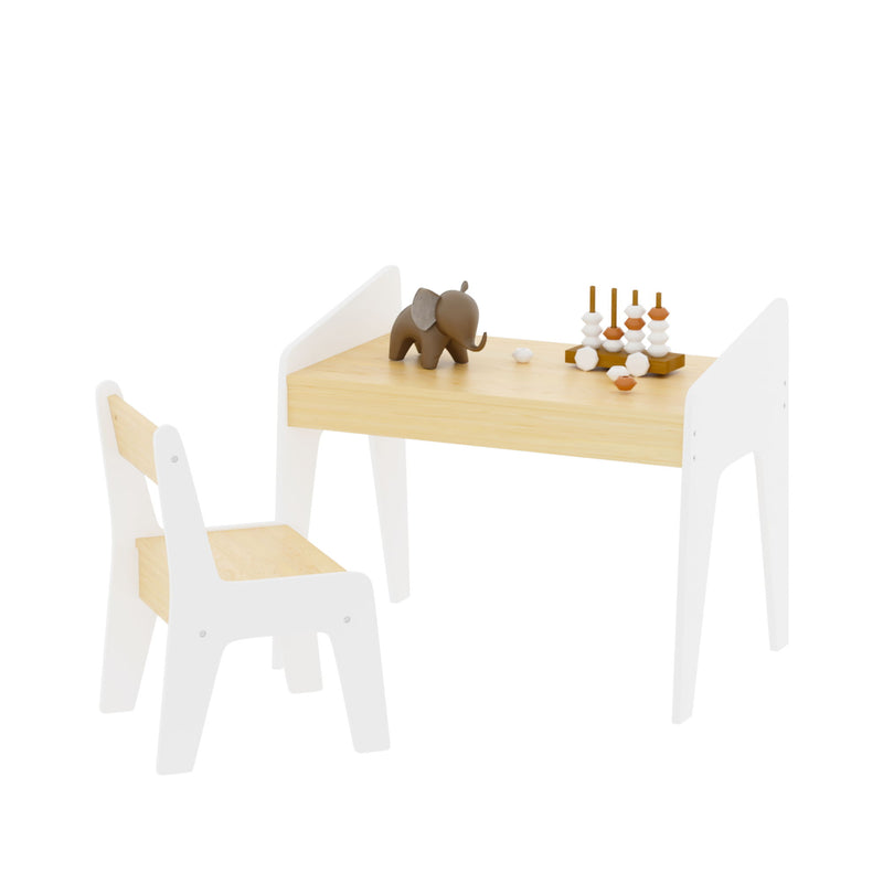 Table Set With 1 Chair, Children Study Table For Ages 2 - 8 - White